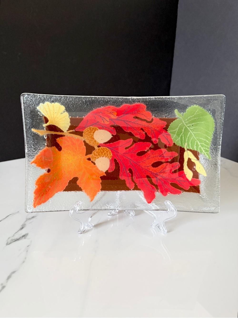 9.5" Fall Leaves Acorn Plate by Peggy Karr